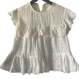 Zara Trafaluc Collection eyelet blouse in off white, size small